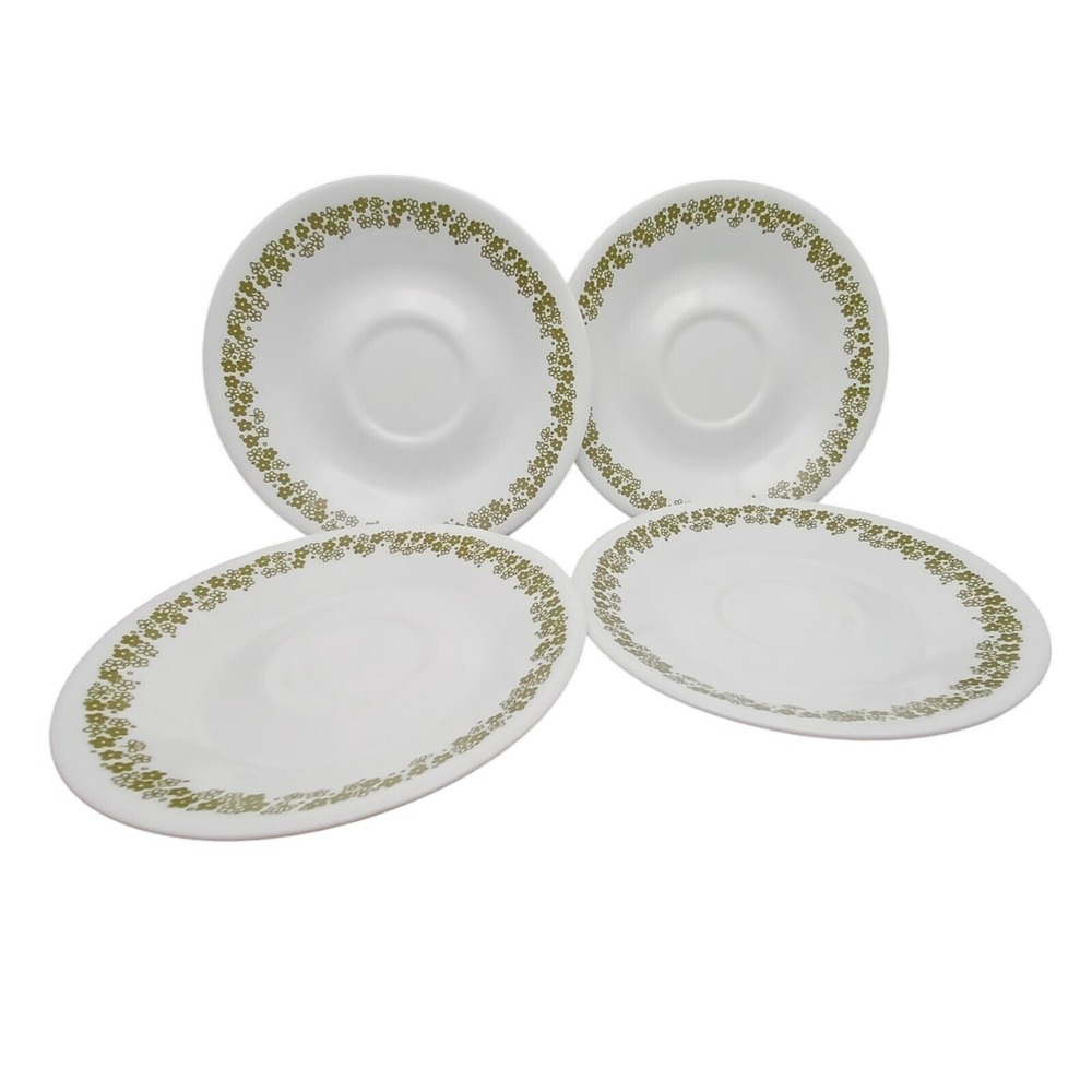 Corelle Crazy Daisy Spring Blossom Green Saucers‎ Set of 4 Vitrelle